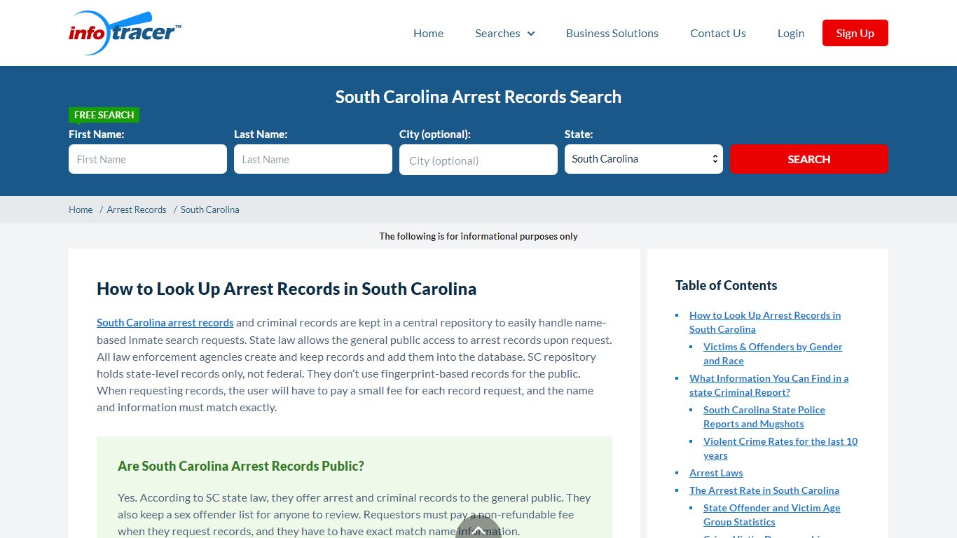 South Carolina Arrest Records, Mugshots, Police Reports - Infotracer